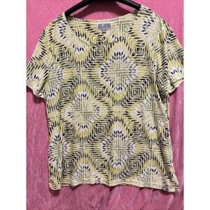 JM COLLECTION Womens Petite Size PL Short Sleeve Textured Shirt Top